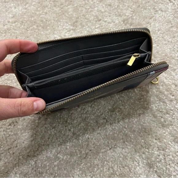 Fossil Leather Wallet Wristlet Geometric Multicolor Folding, Preowned condition - Picture 11 of 16